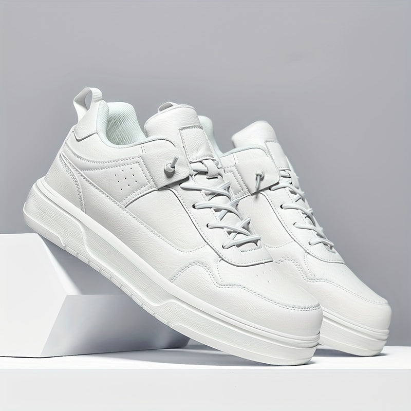 Men's Casual Comfort Skate Shoes - Stylish Solid Color, Lace-Up Sneakers with Durable MD Sole