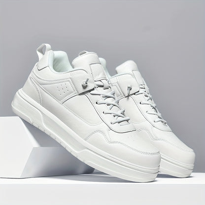 Men's Casual Comfort Skate Shoes - Stylish Solid Color, Lace-Up Sneakers with Durable MD Sole