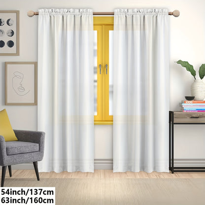 2 Panels Solid Color Light Filtering Curtains - Rod Pocket Design for Easy Installation, Softens Natural Light, and Provides Privacy - Perfect for Living Room, Office, Bedroom, and Home Decoration