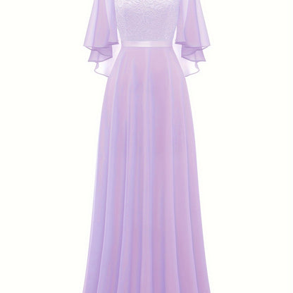 LOVECCR Timeless Solid Lace Aline Bridesmaid Dress - Chic Crew Neckline, Flattering Wedding Party Gown - Premium Womens Fashion