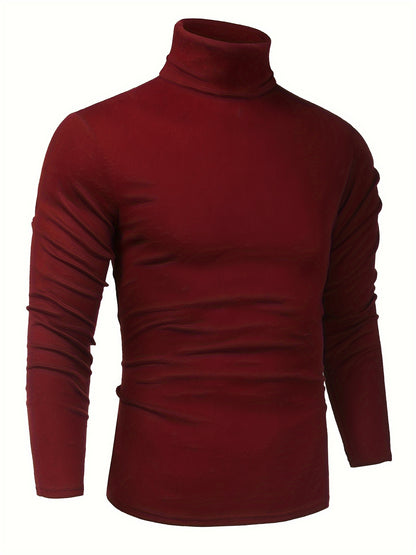 Men's Stylish Knitted Turtleneck Pullover Sweater - Soft, Lightweight, Slim Fit, Casual, Breathable, Versatile, Easy Care - Perfect for Daily Wear, Outdoor Activities, and Layering