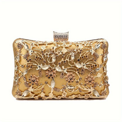 Elegant Rhinestone Evening Bag, Classic Banquet Handbag, Women's Formal Dinner Purse For Wedding Party Prom