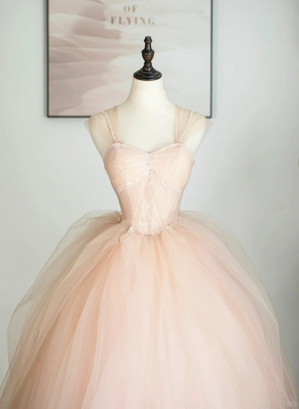 LOVECCRPink Tulle Sweetheart Ball Gown Cute Sweet 16 Dress, Pink Tulle Prom Dress