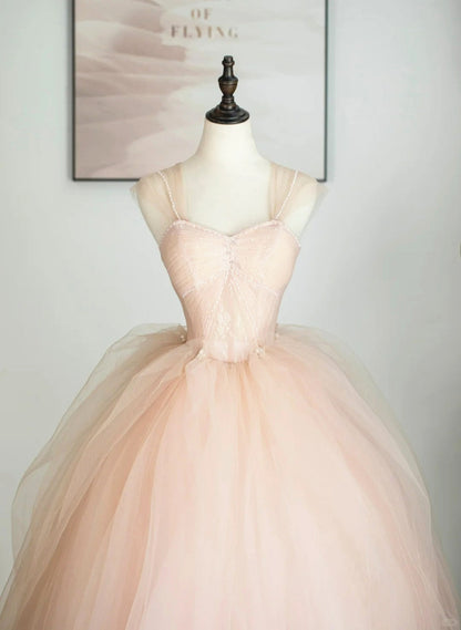 LOVECCRPink Tulle Sweetheart Ball Gown Cute Sweet 16 Dress, Pink Tulle Prom Dress