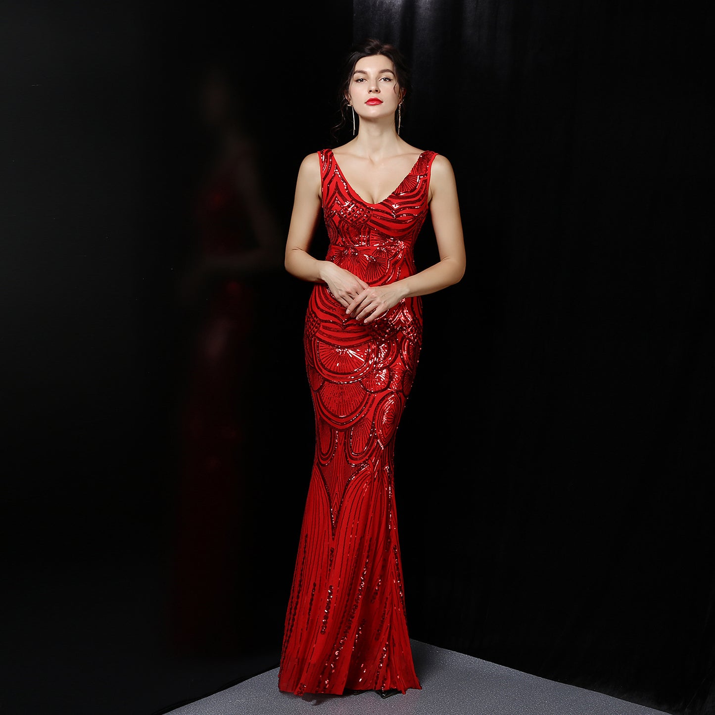 812 #Bridal Toast 2017 New Banquet Evening Dress Long Host Slim Wedding Dress Female Fish Tail