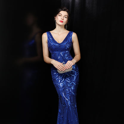 812 #Bridal Toast 2017 New Banquet Evening Dress Long Host Slim Wedding Dress Female Fish Tail