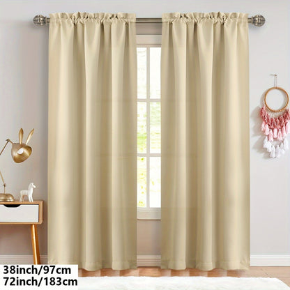 2 Panels Solid Color Light Filtering Curtains - Rod Pocket Design for Easy Installation, Softens Natural Light, and Provides Privacy - Perfect for Living Room, Office, Bedroom, and Home Decoration