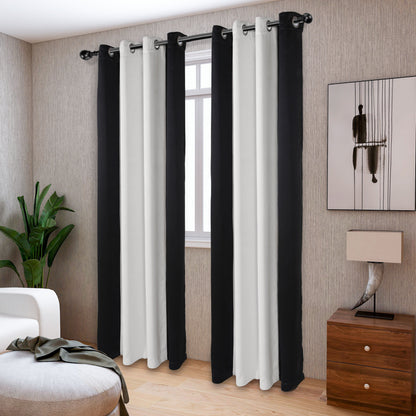 1pc Stylish Double Color Block Blackout Curtains for Living Room and Bedroom - Perfect for Room Decor and Home Decor