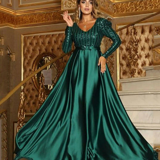 New spring and summer new  women's clothing V-neck pendulum dress, sexy long dress trailing banquet evening dress
