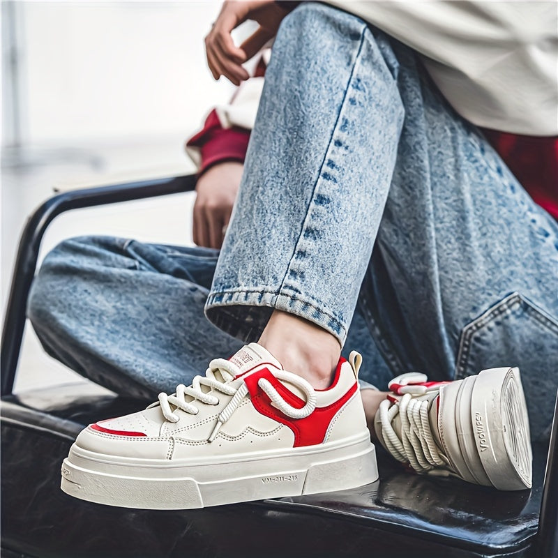 Men's Trendy Platform Skate Shoes, Non Slip Soft Sole Durable Sneakers For Outdoor Walking Traveling