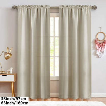 2 Panels Solid Color Light Filtering Curtains - Rod Pocket Design for Easy Installation, Softens Natural Light, and Provides Privacy - Perfect for Living Room, Office, Bedroom, and Home Decoration