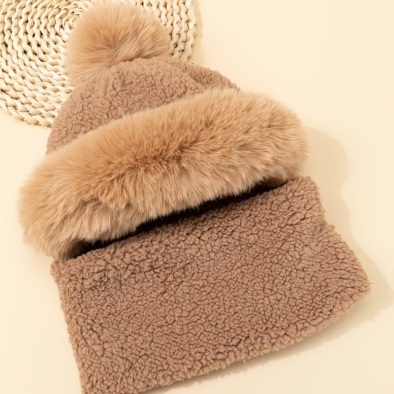 Kids Plush Thickening Cute Warm Hat Scarf Autumn And Winter