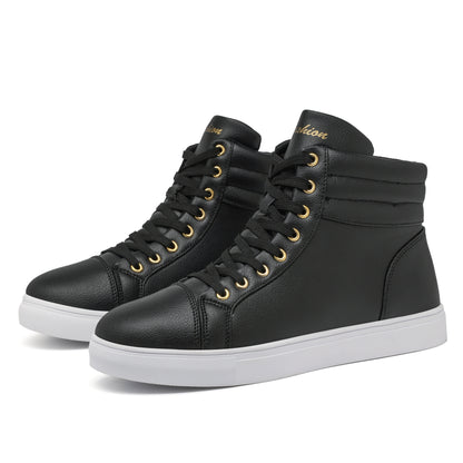 Stylish High-Top Skate Shoes - Skateboarding - Durable, Non-Slip, Comfy Sneakers for Outdoor Walking, Street Skateboarding, Traveling - All Seasons, Breathable, Lightweight, Cushioned Sneakers for Men