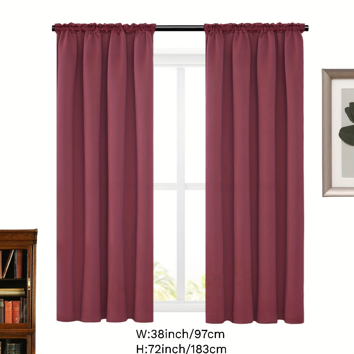 2 Panels Solid Color Simple Rod Pocket Curtain Light Filtering Curtains, Suitable For Living Room, Office Home Decor