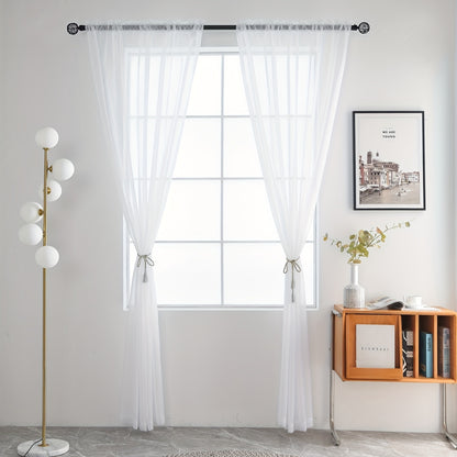 2pcs Sheer Voile Window Treatment Rod Pocket Curtains, For Kitchen Bedroom Living Room Drapes, Sunlight Filtering Privacy Protected Bedroom Living Room Office Home Decor