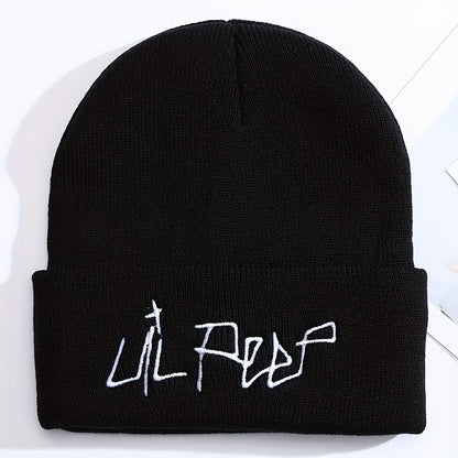 Trendy Embroidered Acrylic Beanie - Unisex Street Style, Comfortable Warmth for Winter & Autumn