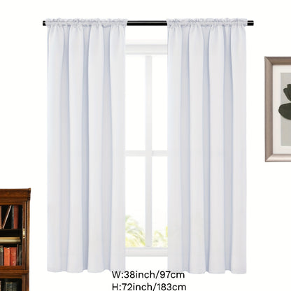 2 Panels Solid Color Simple Rod Pocket Curtain Light Filtering Curtains, Suitable For Living Room, Office Home Decor