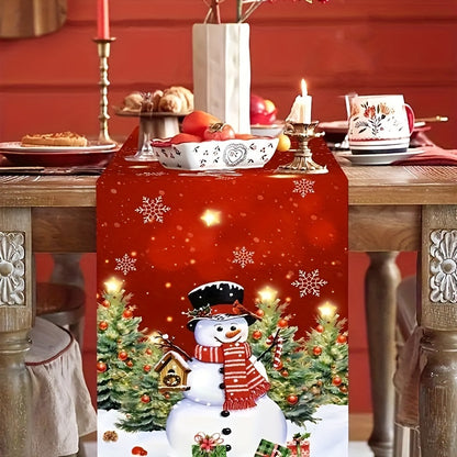 1pc Christmas Table Runner - Shuttle Woven, Rectangular, Polyester, 100% Christmas Theme for Home Kitchen Dining Table Decoration, Holiday Season Table Accessory
