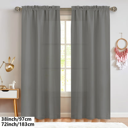 2 Panels Solid Color Light Filtering Curtains - Rod Pocket Design for Easy Installation, Softens Natural Light, and Provides Privacy - Perfect for Living Room, Office, Bedroom, and Home Decoration
