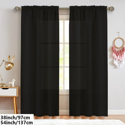 2 Panels Solid Color Light Filtering Curtains - Rod Pocket Design for Easy Installation, Softens Natural Light, and Provides Privacy - Perfect for Living Room, Office, Bedroom, and Home Decoration