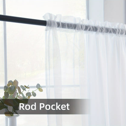 2pcs Sheer Voile Window Treatment Rod Pocket Curtains, For Kitchen Bedroom Living Room Drapes, Sunlight Filtering Privacy Protected Bedroom Living Room Office Home Decor
