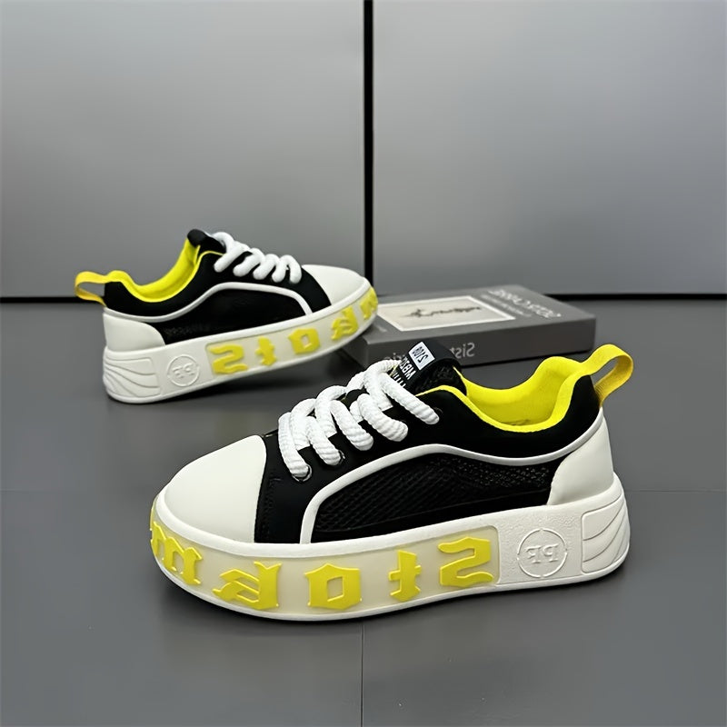 Men's Summer Breathable Platform Shoes, Non Slip Durable Sneakers For Outdoor Walking Jogging Traveling