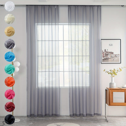 2pcs Sheer Voile Window Treatment Rod Pocket Curtains, For Kitchen Bedroom Living Room Drapes, Sunlight Filtering Privacy Protected Bedroom Living Room Office Home Decor