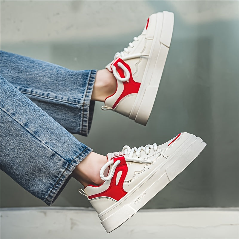 Men's Trendy Platform Skate Shoes, Non Slip Soft Sole Durable Sneakers For Outdoor Walking Traveling