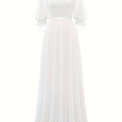 LOVECCR Timeless Solid Lace Aline Bridesmaid Dress - Chic Crew Neckline, Flattering Wedding Party Gown - Premium Womens Fashion