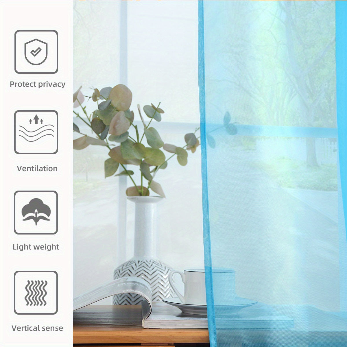 2pcs Sheer Voile Window Treatment Rod Pocket Curtains, For Kitchen Bedroom Living Room Drapes, Sunlight Filtering Privacy Protected Bedroom Living Room Office Home Decor