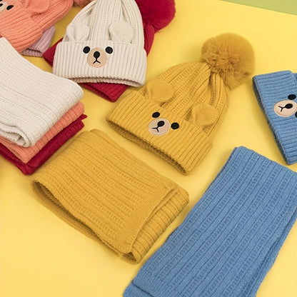 2pcs Cozy Winter Kids Hat and Scarf Set - Soft Velvet Warmth for Boys and Girls, Perfect Gift Idea for Little Ones, Ideal for Outdoor Play and Cold Weather