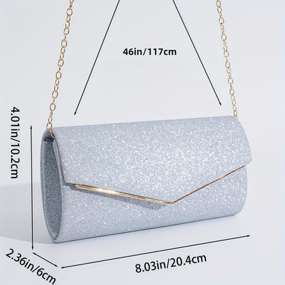 Fashionable Glitter Long Wallet, Flap Clutch Chain Bag, Women's Elegant Evening Bag For Party For Carnaval Use