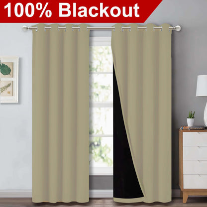 1pc Classic Blackout Curtains with Grommet Top - Thermal Insulated, Non-Bleachable Fabric for Living Room, Bedroom, Kitchen, Bathroom - Stylish Home Decor
