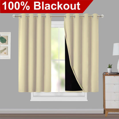 1pc Classic Blackout Curtains with Grommet Top - Thermal Insulated, Non-Bleachable Fabric for Living Room, Bedroom, Kitchen, Bathroom - Stylish Home Decor