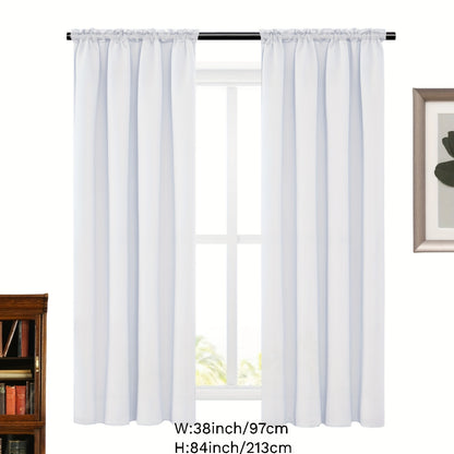 2 Panels Solid Color Simple Rod Pocket Curtain Light Filtering Curtains, Suitable For Living Room, Office Home Decor