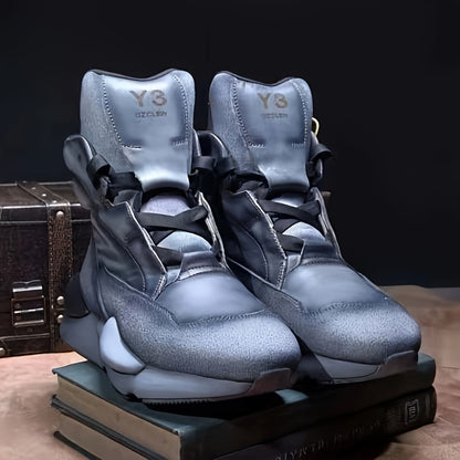 Men's High-Top Sneakers - New Release, Faux Leather Upper, Lace-Up Closure, Breathable Fabric Lining, Non-Slip Durable Sole, Alphabet & Assorted Designs, Available in Vibrant Colors, Sizes 39-44