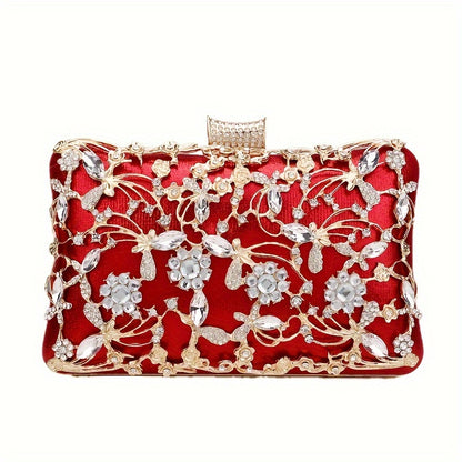 Elegant Rhinestone Evening Bag, Classic Banquet Handbag, Women's Formal Dinner Purse For Wedding Party Prom