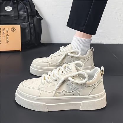 Men's Fashion Skateboard Sneakers Low Top Casual Sports Shoes with PU Leather and EVA Insole - Lace-Up Street Style Footwear for All Seasons