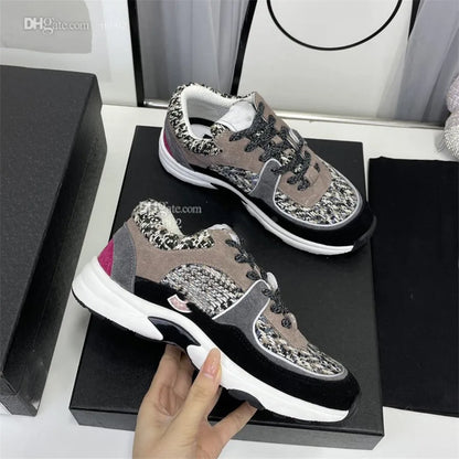 Shoes Running Designer Channel Sneakers Women Luxury Lace-up Sports Classic Sneaker Woman Ccity
