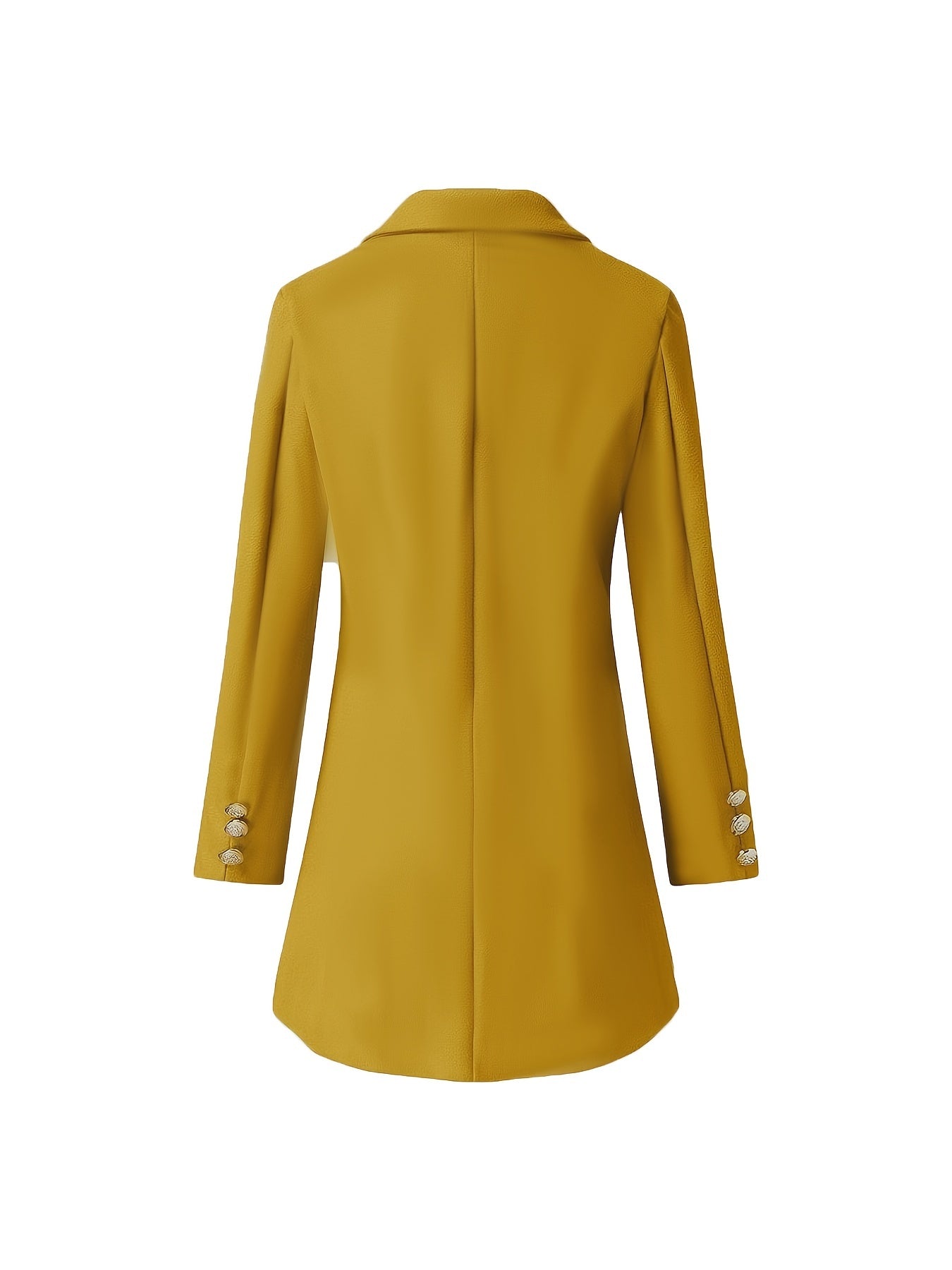 Double-breasted Notched Collar Coat, Elegant Long Sleeve Coat For Fall & Winter, Women's Clothing
