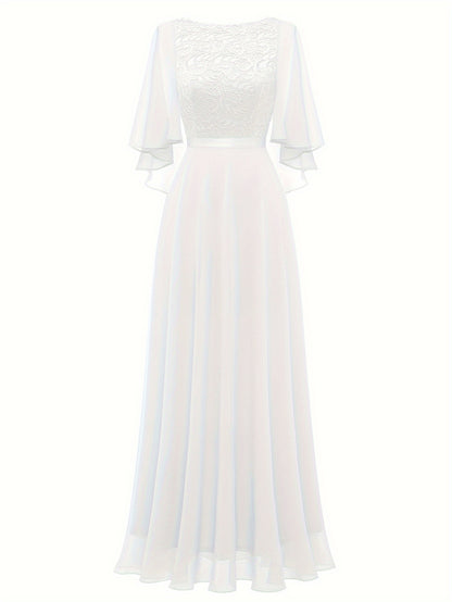 LOVECCR Timeless Solid Lace Aline Bridesmaid Dress - Chic Crew Neckline, Flattering Wedding Party Gown - Premium Womens Fashion