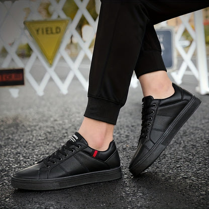 Stylish Solid Skate Shoes - Men's Skateboarding Shoes with Non Slip Soles, Lace Up Closure, and Breathable Design for Spring and Summer Outdoor Activities