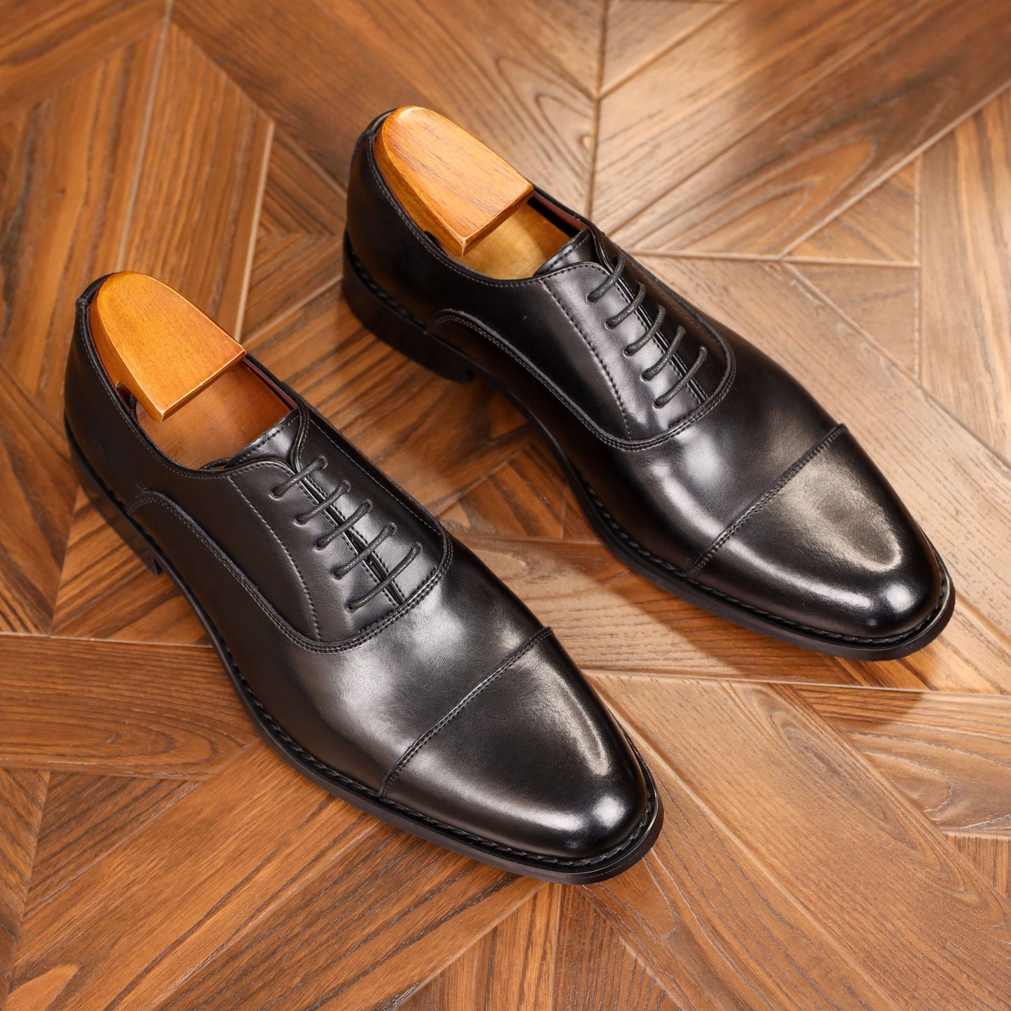 Mens Premium Vintage Oxford Shoes - Rich Solid Colors, Classic Cap Toe, Supreme Comfort, Anti-Slip & Durable - Stylish Formal Business Footwear