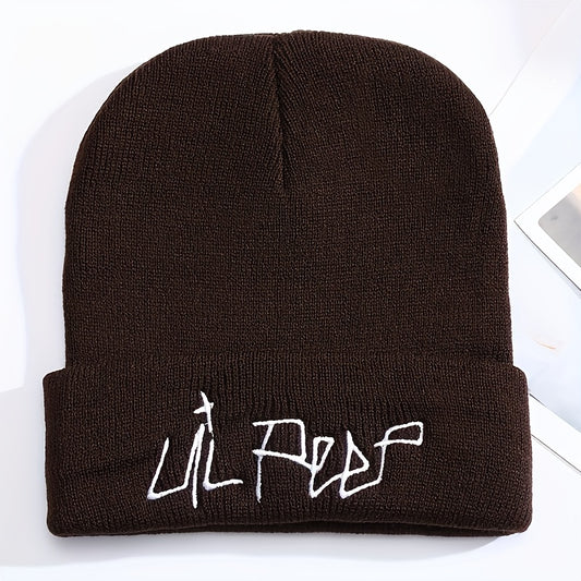 Trendy Embroidered Acrylic Beanie - Unisex Street Style, Comfortable Warmth for Winter & Autumn