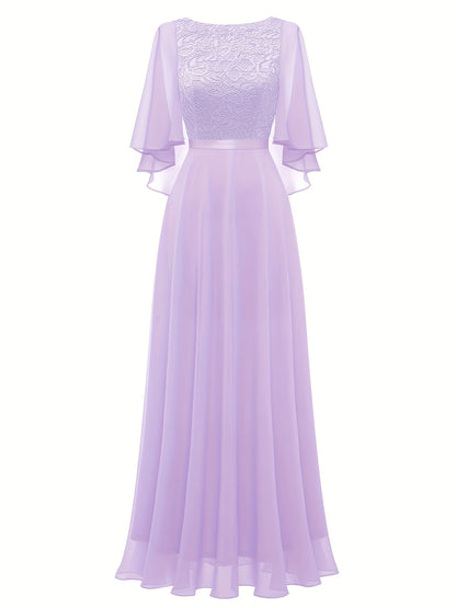 LOVECCR Timeless Solid Lace Aline Bridesmaid Dress - Chic Crew Neckline, Flattering Wedding Party Gown - Premium Womens Fashion