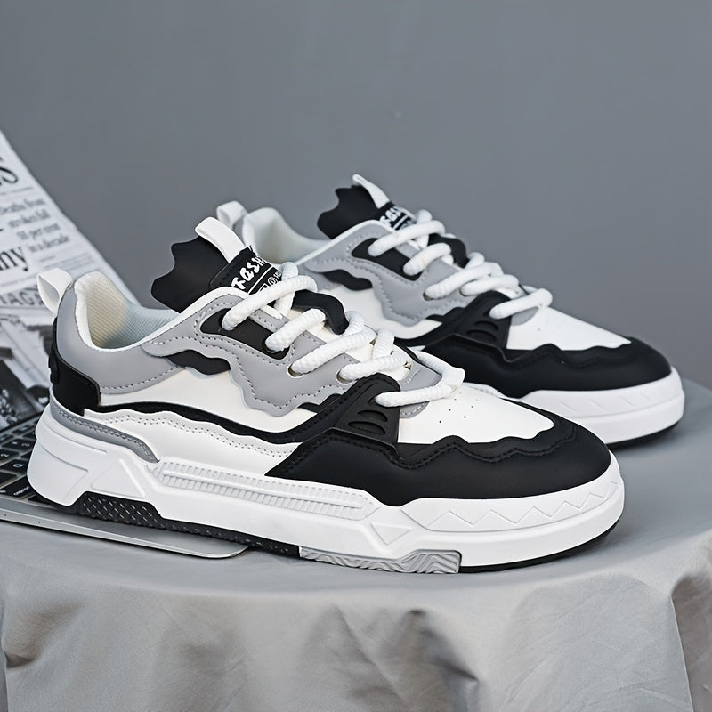 Men's Trendy Street Style Skate Shoes, Comfy Non Slip Lace Up Casual Sneakers For Men's Outdoor Activities, Men's Footwear