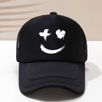 Summer Fun Cartoon Print Baseball Cap - Stylish Mesh Peaked Cap for Men and Women - Breathable, Adjustable, and Sunshade Cap for Outdoor Activities