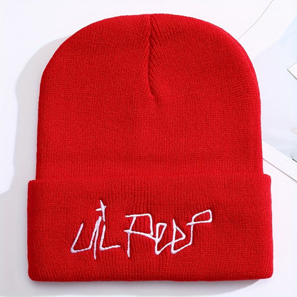 Trendy Embroidered Acrylic Beanie - Unisex Street Style, Comfortable Warmth for Winter & Autumn