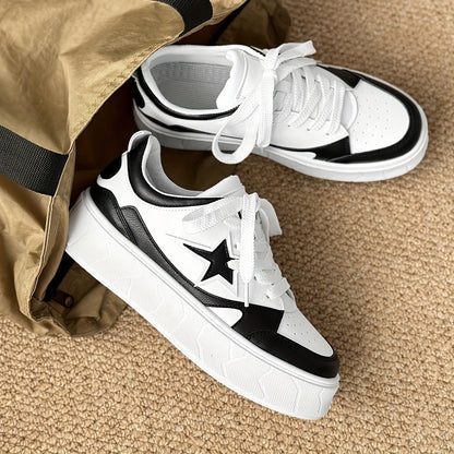 Comfy Men's Star Pattern Lace Up Platform Shoes with Soft Sole for All Seasons Outdoor Walking and Traveling