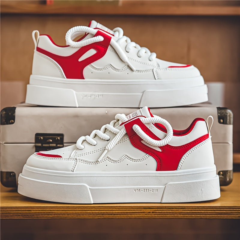 Men's Trendy Platform Skate Shoes, Non Slip Soft Sole Durable Sneakers For Outdoor Walking Traveling